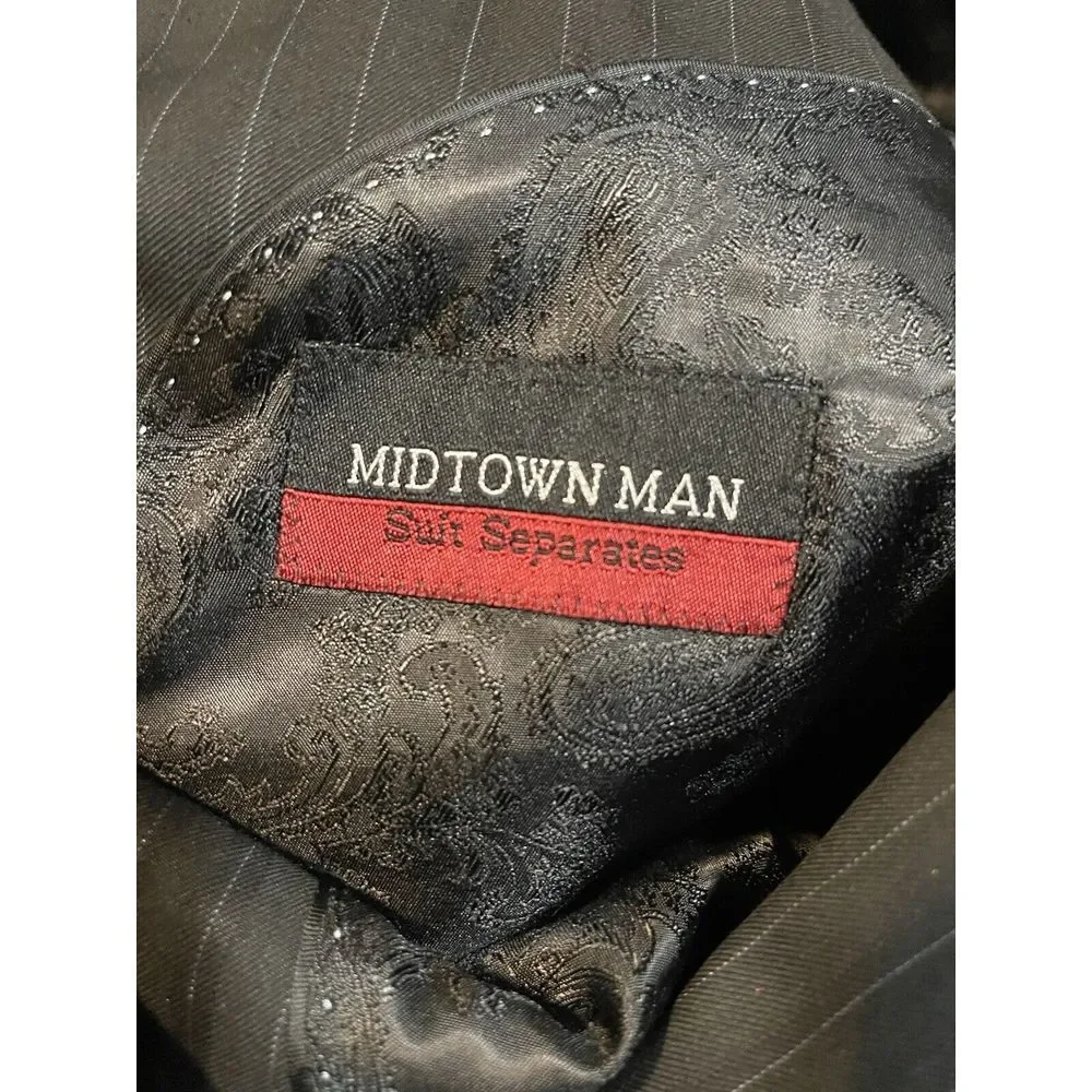 Mens Black Blazer 48R Size MIDTOWN MAN Sport‎ Coat Vintage Jacket. D-315